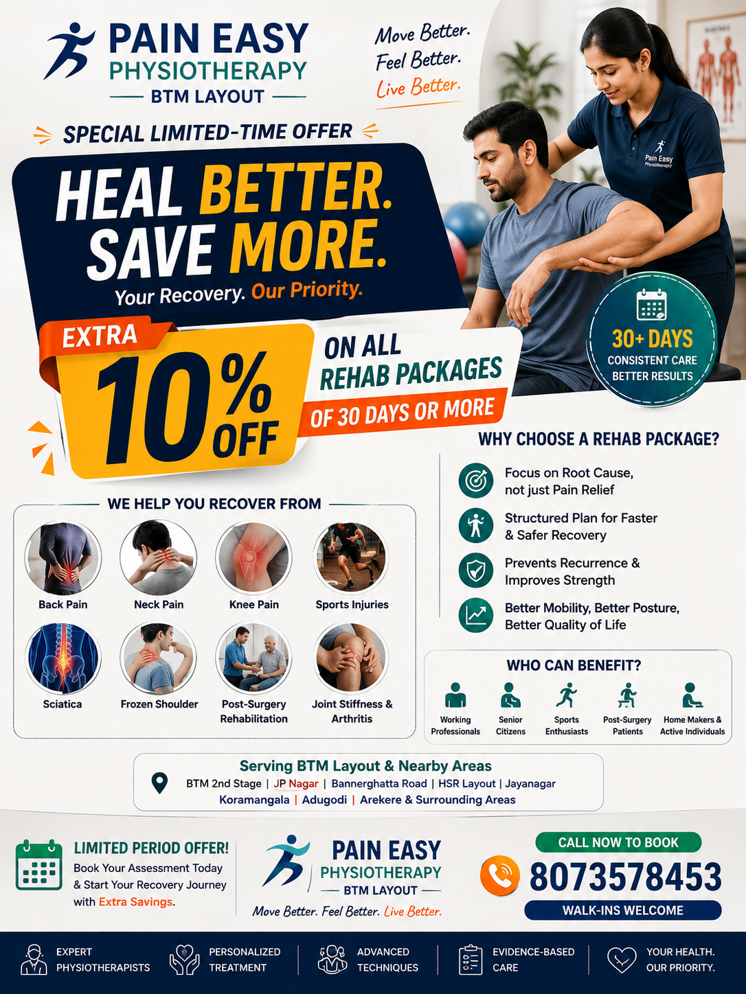 Best Physiotherapy in BTM Layout for Pain Relief | Pain Easy Physiotherapy